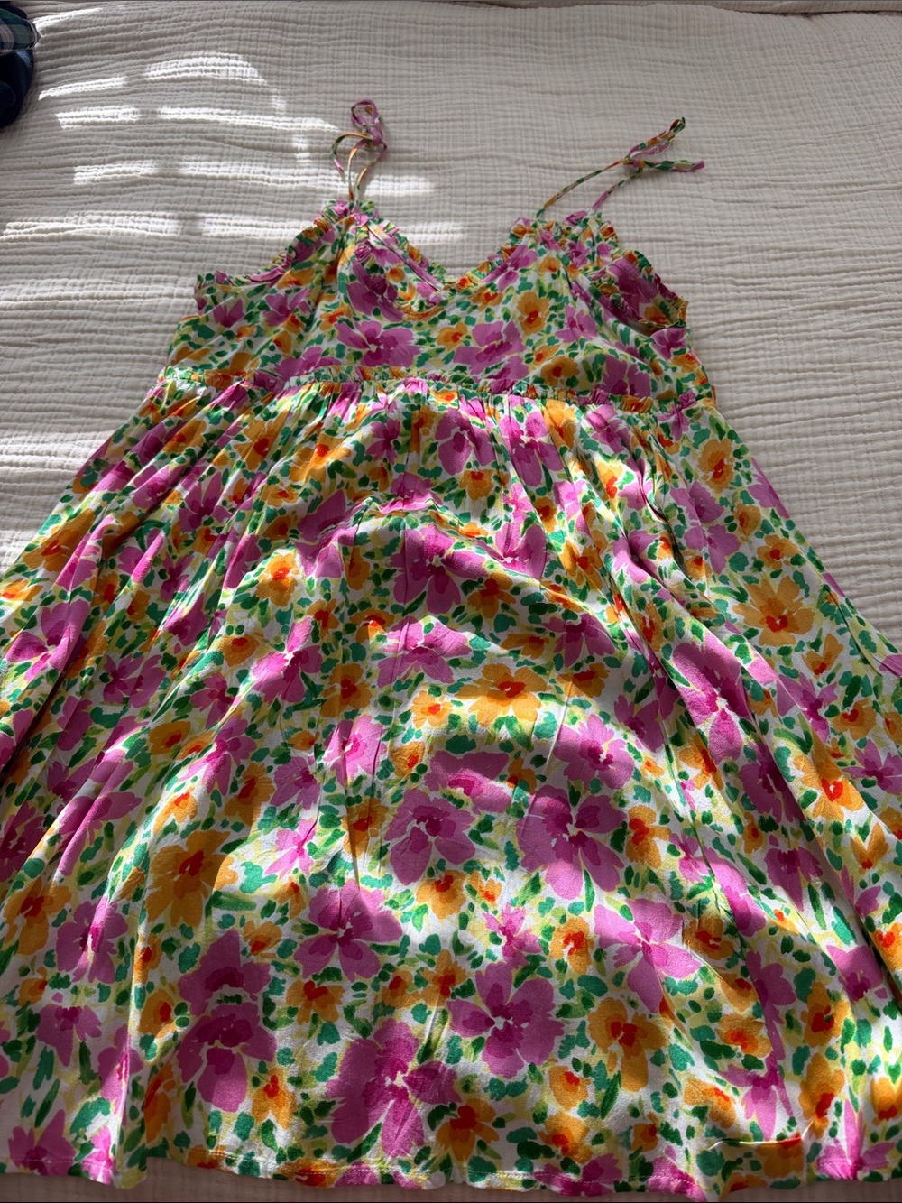 Patrons of Peace Pink & Yellow Floral Spaghetti-Strap Casual Dress
